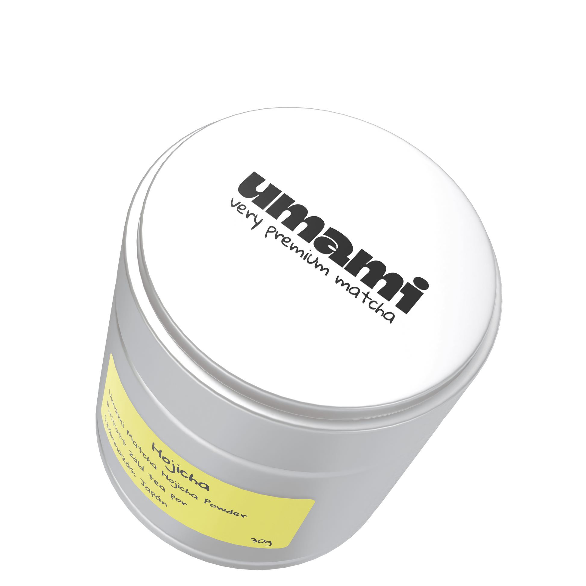 Hojicha doboz felülről, logó és részletek